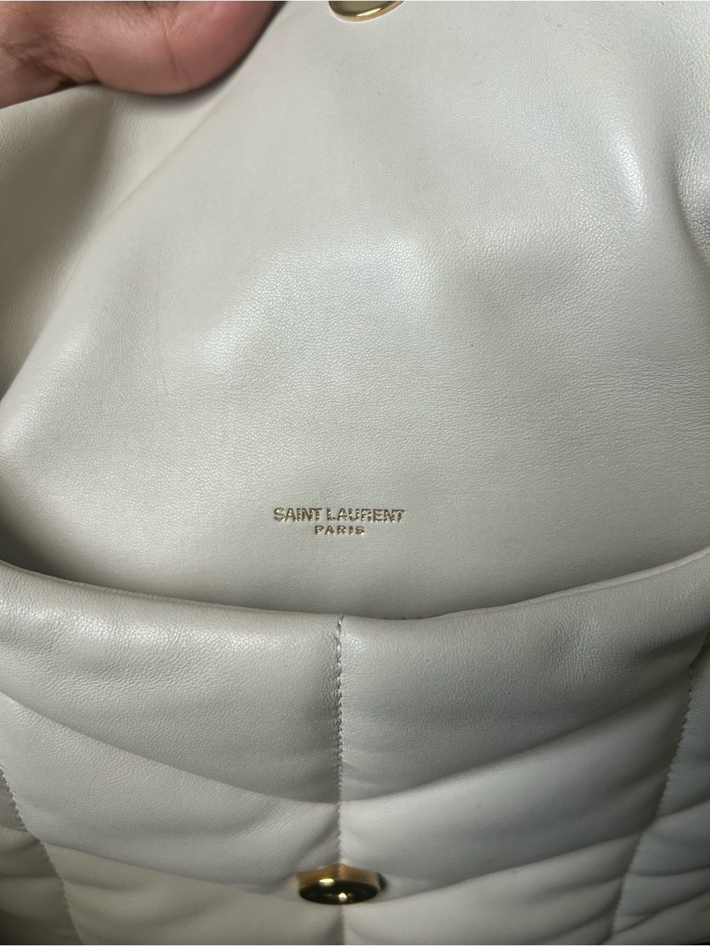 Saint Laurent - Lambskin Quilted Small Loulou Puffer Monogram Chain - Crema Soft - Picture 9 of 14